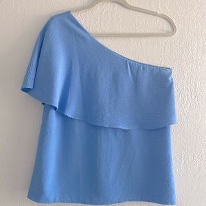 JodiFL Brand Blue One Shoulder Blouse; Small